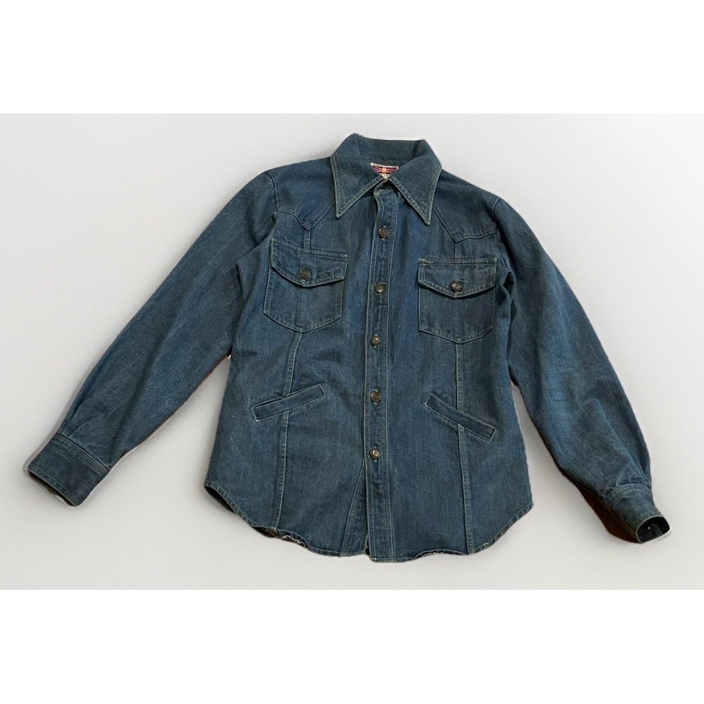 Vintage 60s Branded Lion Denim Jean Jacket 40 Chore Western Short Horn Hercules